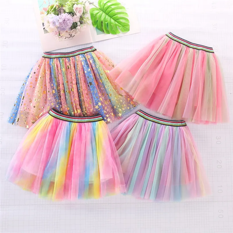 Skirts Childrens Rainbow Mesh Tutu Skirt For Girls Clothing