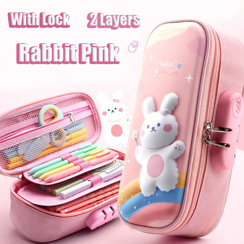 Multifunction Creative 2 Layer Plastic Pencil Cases Cute Cartoon Pencil Case  Kawaii Pupil Pencil Bags Student Stationery Box with Pencil Sharpener  School Supply