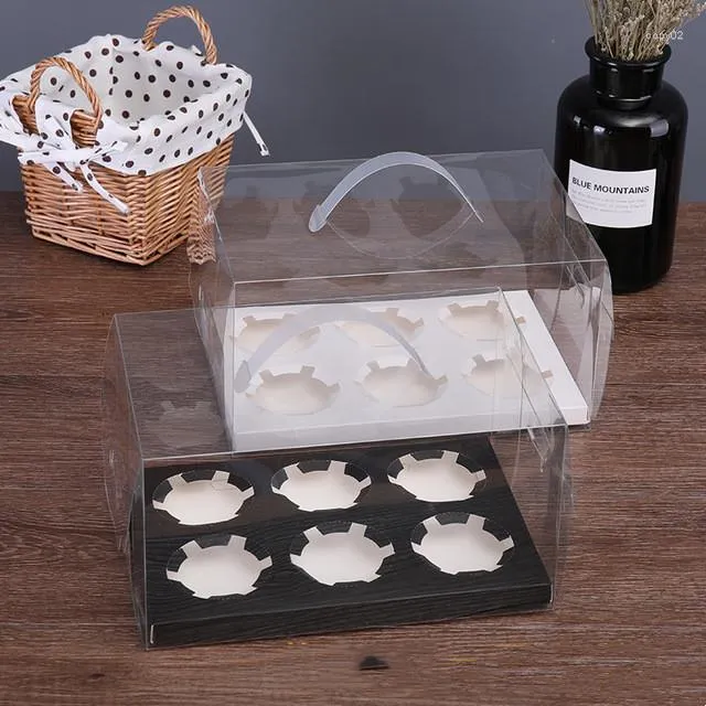 Hediye Sargısı 5pieces Şeffaf Taşınabilir Cupcake Kutusu Ekmek Kek Kutuları Temiz PVC Tatlı Ambalaj Kılıfları Sahipleri Etkinlik Parti Tedarik