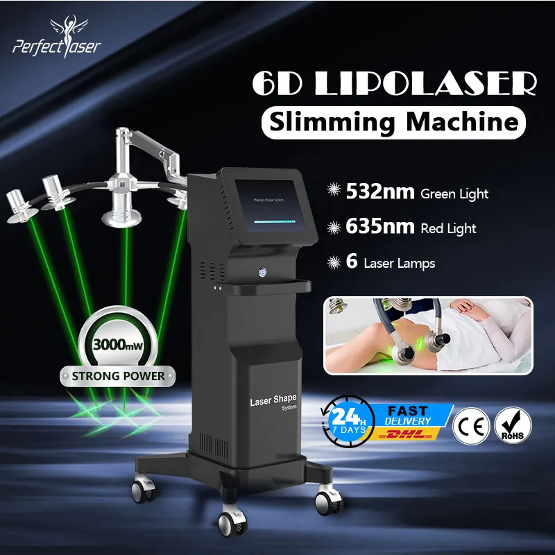 2023 lipolaser minceur 6D machine lipolyse perte de poids élimination des graisses équipement de beauté LLLT diode cellulite dispositif 532 635nm