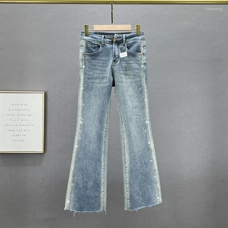 Женские джинсовые джинсы Джинсовые брюки для женских брюк для женского весеннего эластичного эластичного талию.