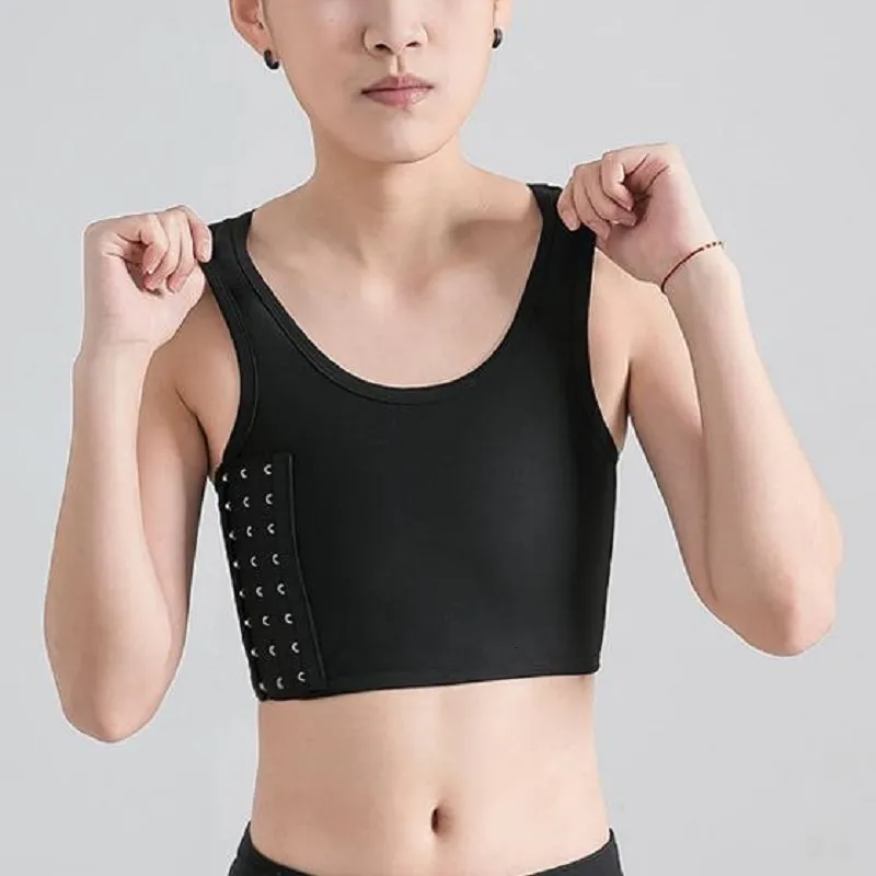 Womens Shapers Women Breathable Chest Breast Binder Side Buckle Short Vest Tops Underwear Tank Wireless Wrap Bandage 230509