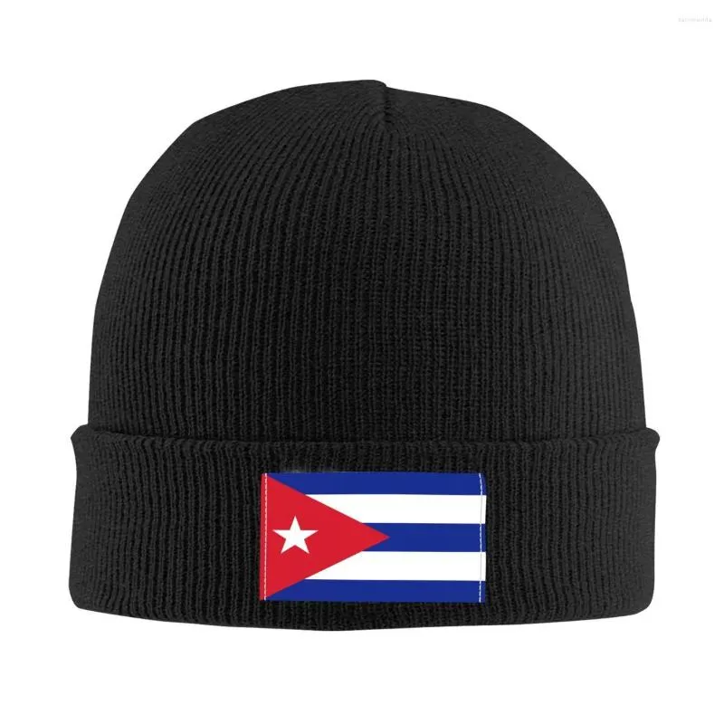 Beretten vlag van Cuba Bonnet Hat Break Men Women Mode Unisex volwassen Cubaanse patriottische Winter Warm Beanies Cap