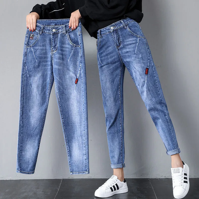 Dames jeans vrouw jeans broek hoge taille zomer herfst losse elastische rechte pijbroek pantalones vaqueros mujer 230510