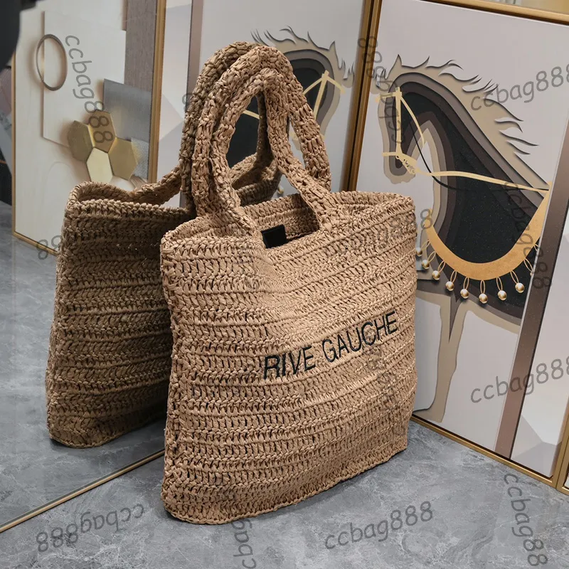 rive gauche raffia bag