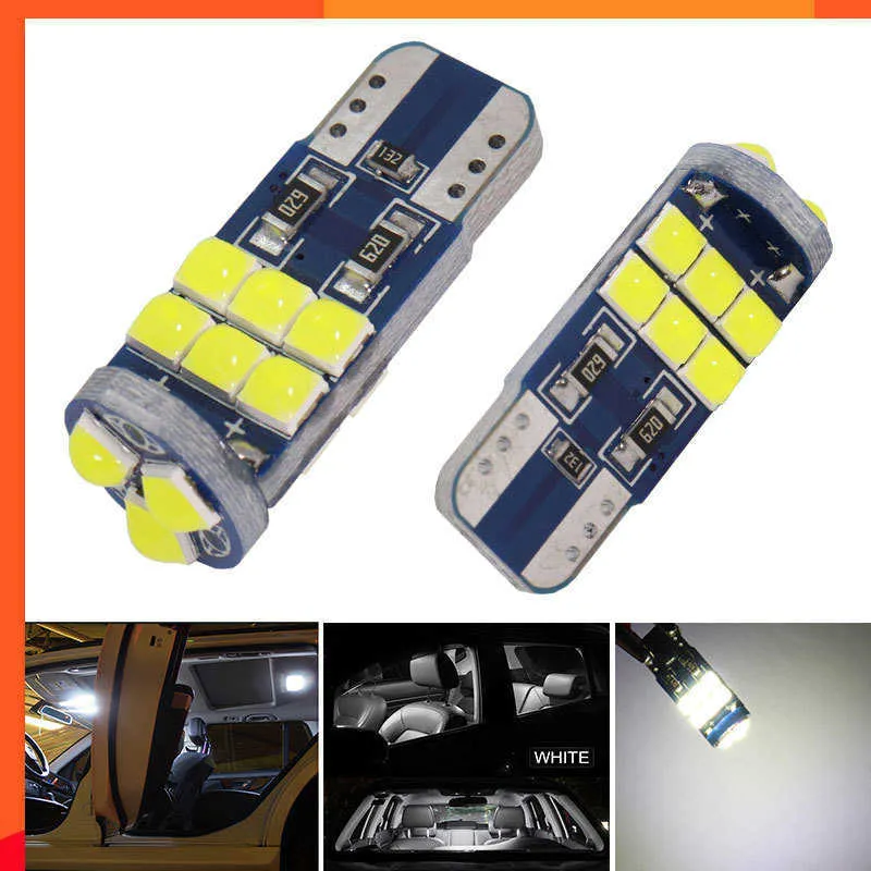 新しい2x新しい信号ラ​​ンプW5W LED電球15SMD 3030チップT10 W5W 194 168 LED CANBUSランプカーインテリアライトナンバープレートライトオート1