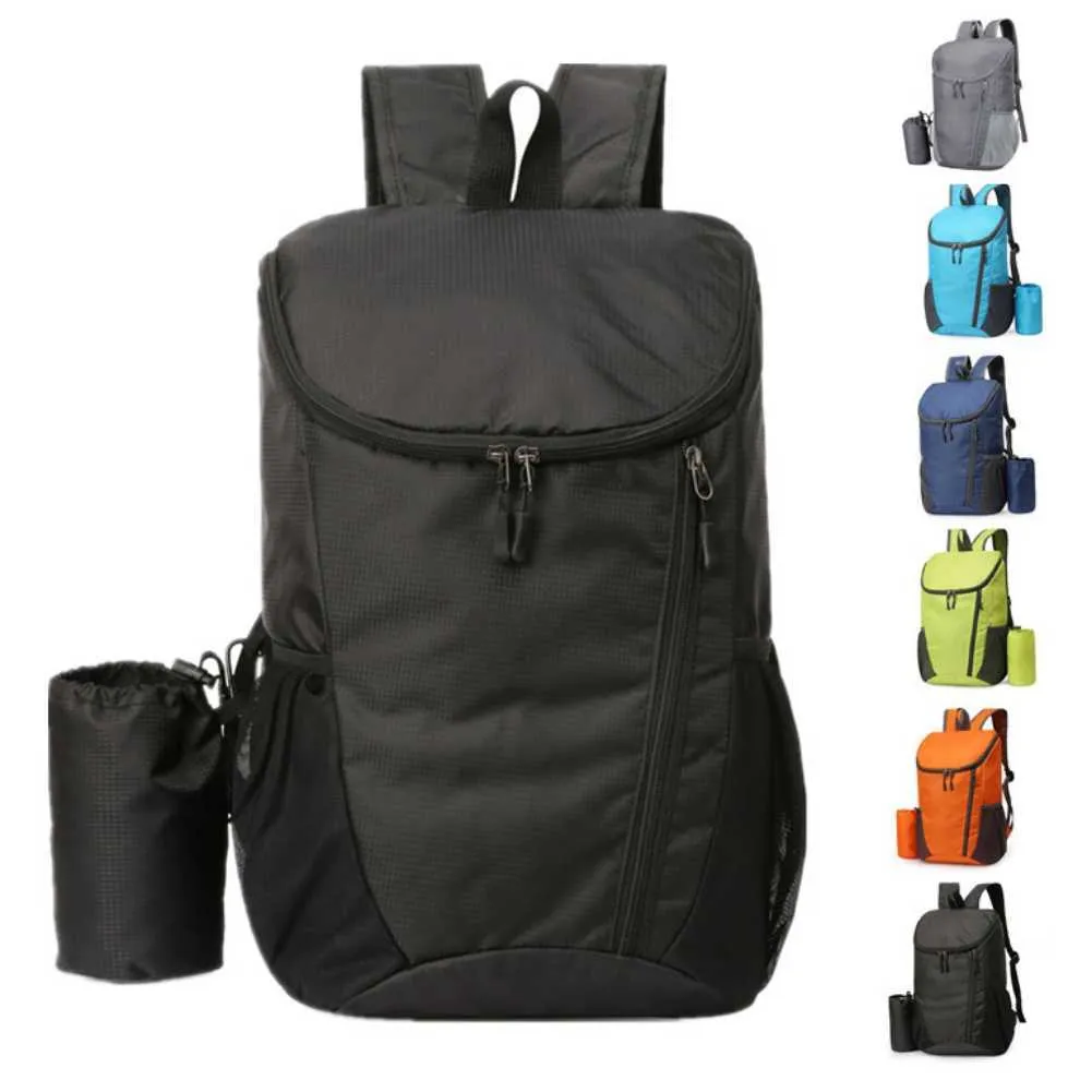 Ryggsäckspaket 20L camping vandring ryggsäck för kvinnor män vikbar ultralätt ryggsäck med vikbar flaskhållare reser cykel sport dagpack p230510