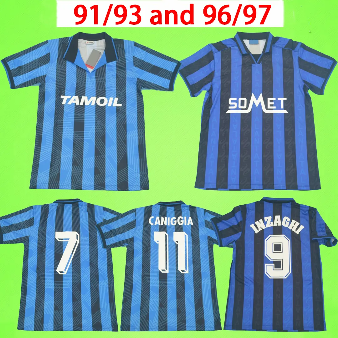 Atalanta Jersey Retro Soccer Jerseys 1991 1992 1993 1996 1997 Camisas de futebol vintage 91 92 93 96 97 Maglia da Calcio Inzaghi Caniggia Vieri Doni Lammers Ventola Budan