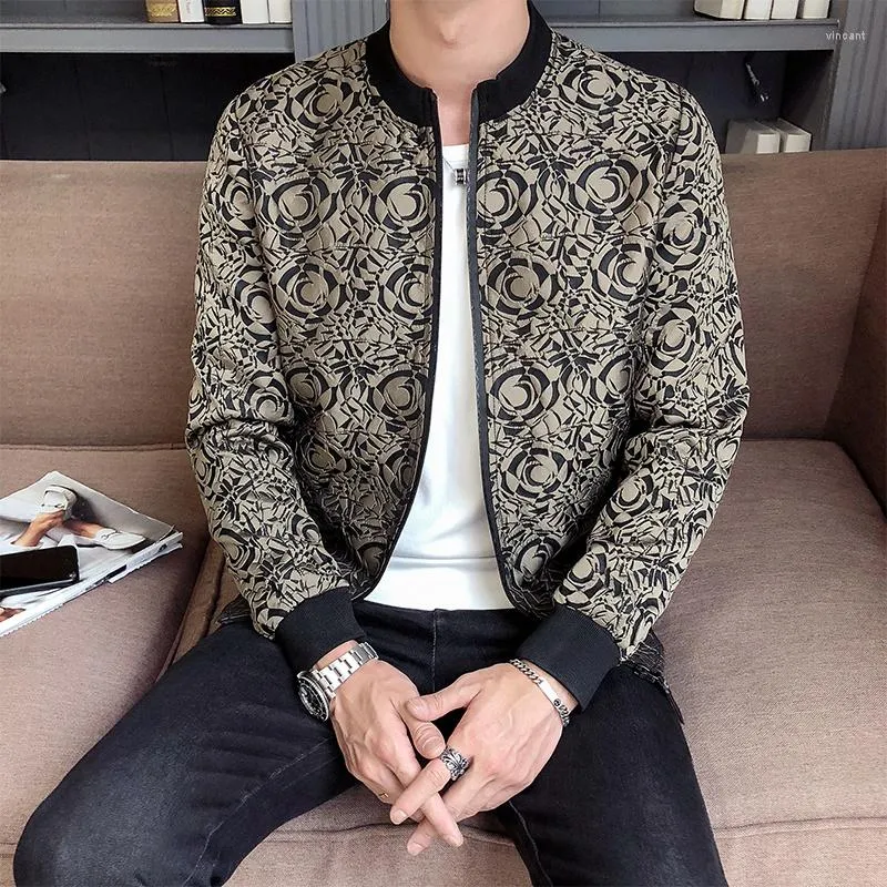 Giacche da uomo Vintage Jacong Sleeve Ket Jaqueta Masculina Giacca jacquard da uomo Zipper Bomber LCasual Barocco Party Wear