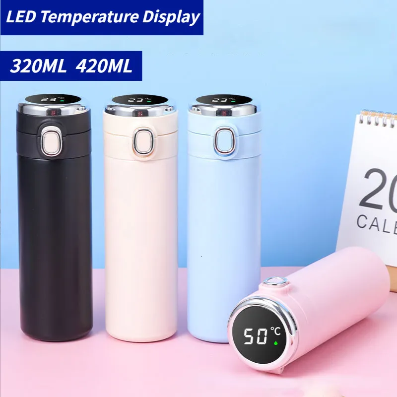 Bottiglie d'acqua 320ml 420ml Thermos in acciaio inossidabile Bottiglia Smart LED Display della temperatura Boccetta sottovuoto a prova di perdite Tazza termica Bicchiere isolato 230510