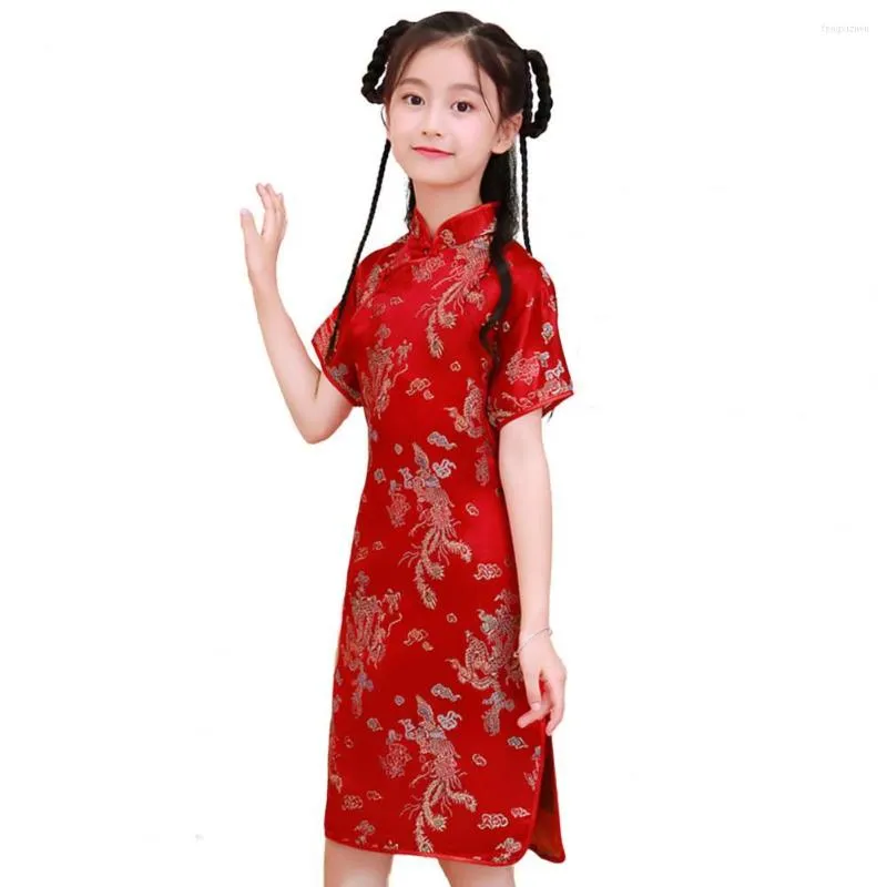 Robes de fille Robe élégante Princesse Split Cheongsams Hanfu traditionnel chinois pour le festival