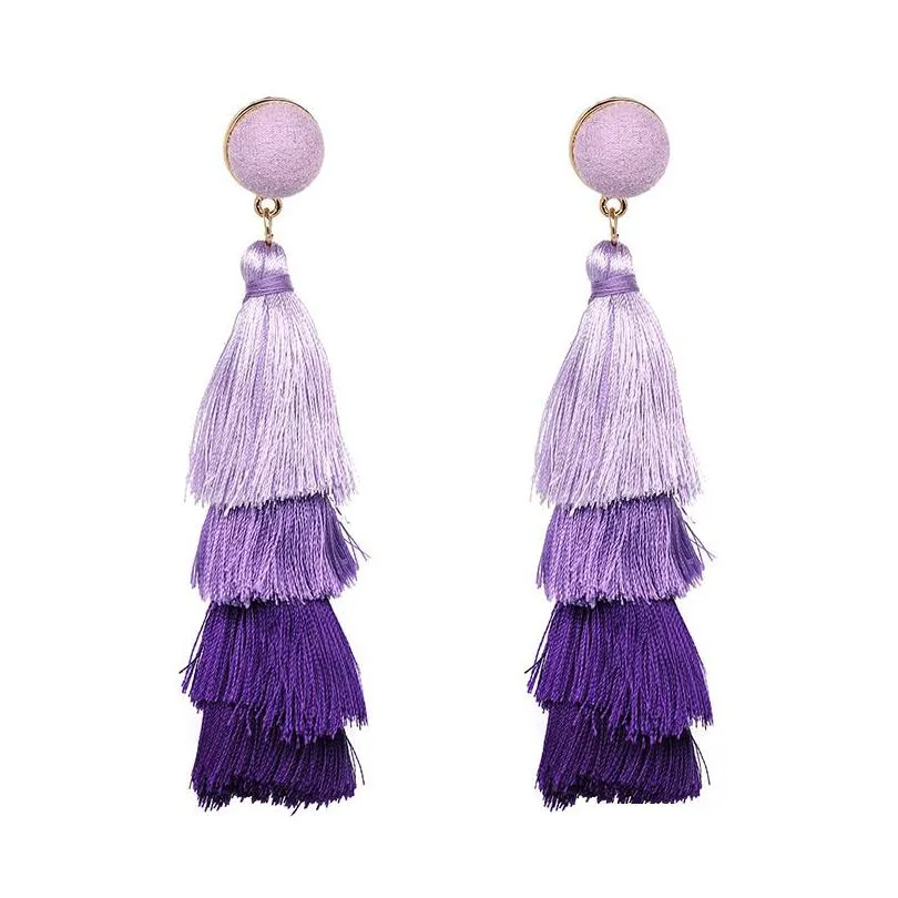 Dangle Chandelier Fashion Tassel Boucles d'oreilles Colorf Layered Bohème Drop Tiered Thread Femmes Cadeaux Livraison de bijoux Dhgarden Dhzzc