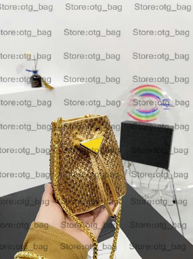 Mini Mon Tresor Diamond Bag Bucket Chains Bag All-over Imitation Crystal Shoulder Triangle LOGO Designer Nelon Cross body Womens Luxurys Drawstring Handbag