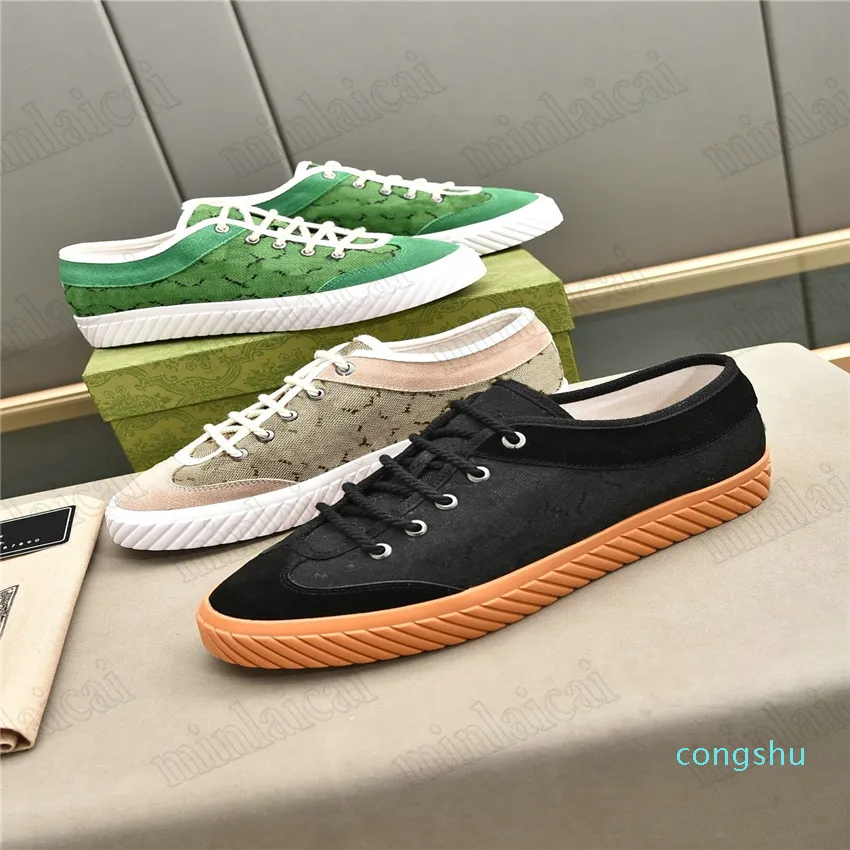 SS Mens Designer Beige Canvas Shoes Mens Double G Sneakers 738992