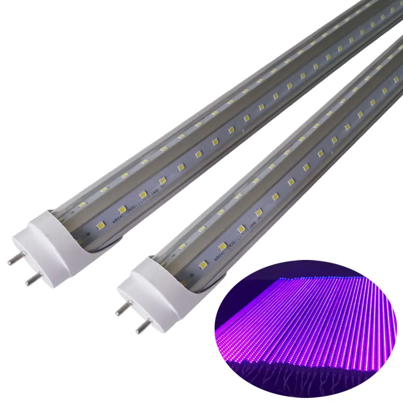 G13 T8 LED-rör UV 400NM BULB 2ft 3ft 4ft 5ft strip glödlampor Ljus Ballast Bypass-fixtur för dubbel-slutdriven 85-265VAC-Fluorescerande ersättningslampor Crestech888