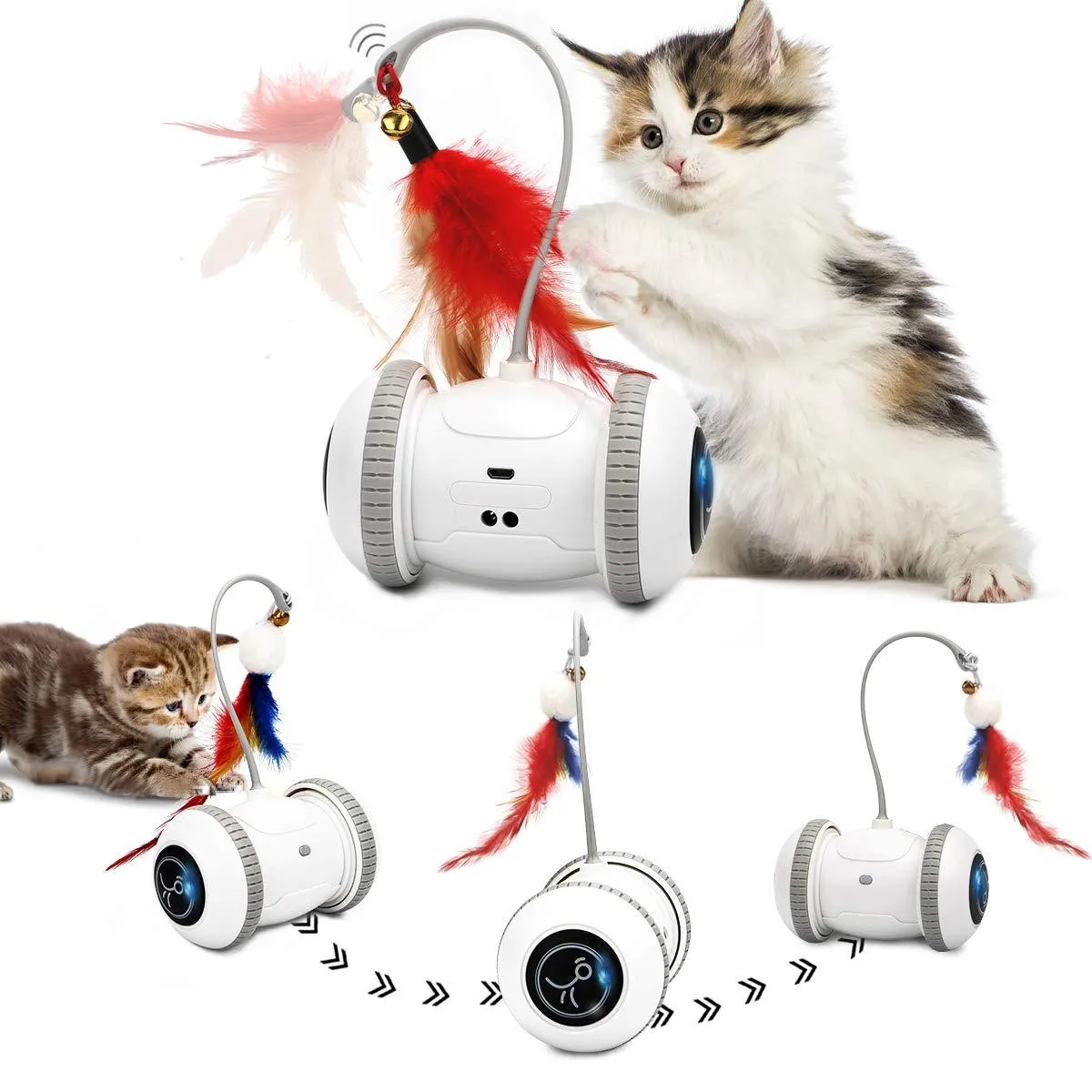Zabawki inteligentne czujnik Cat Toys Interactive Automatyczne elektroniczne zabawki z piór LED LED Light USB ładowalne kulki halowe zabawki dla zwierząt domowych