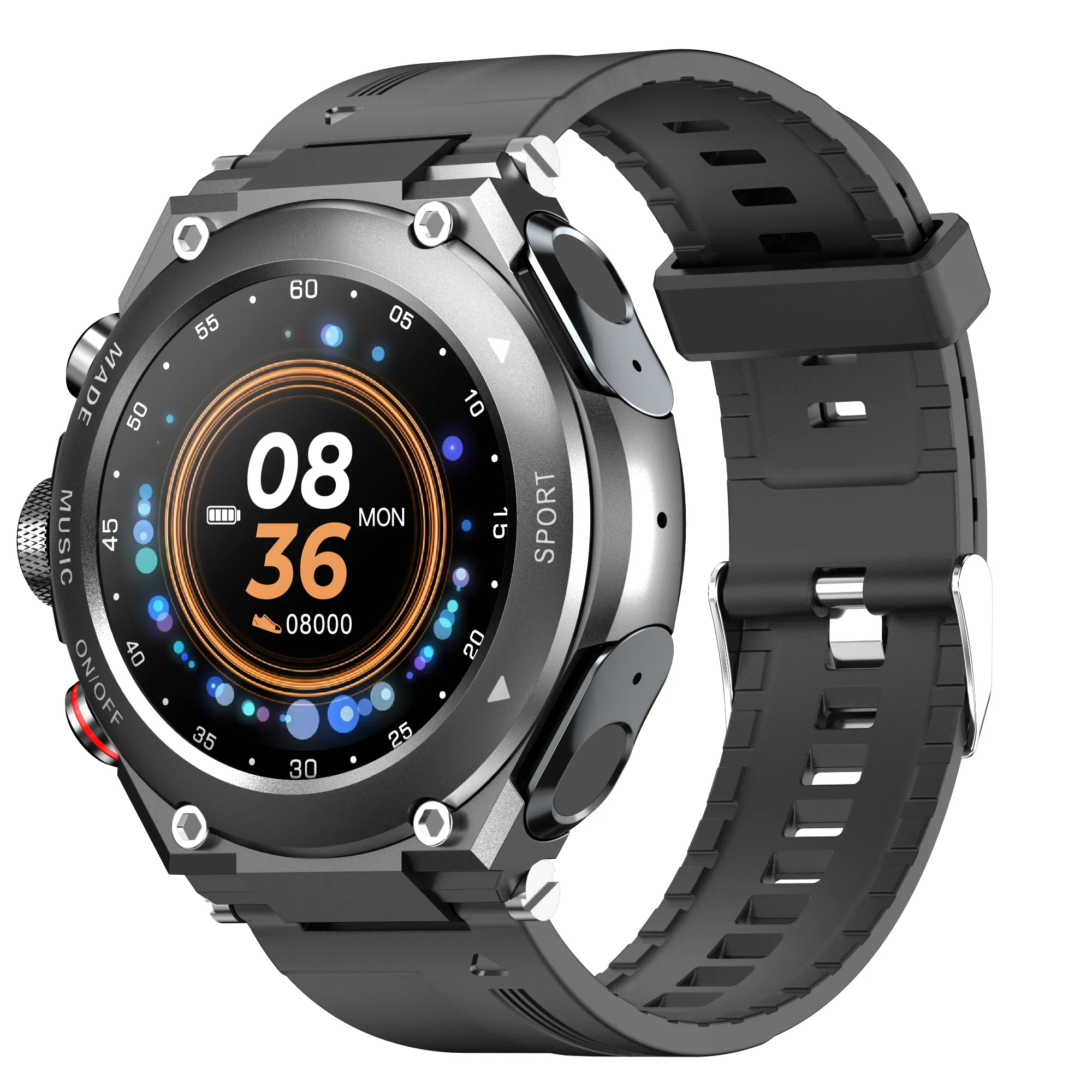 Smartwatch with wireless earphones top