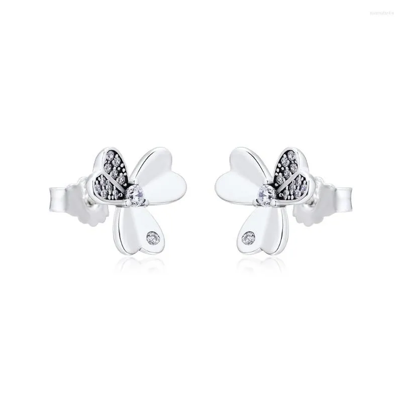 Boucles d'oreilles clous Dazzling Clover Earring 925 Sterling-Silver-Jewelry