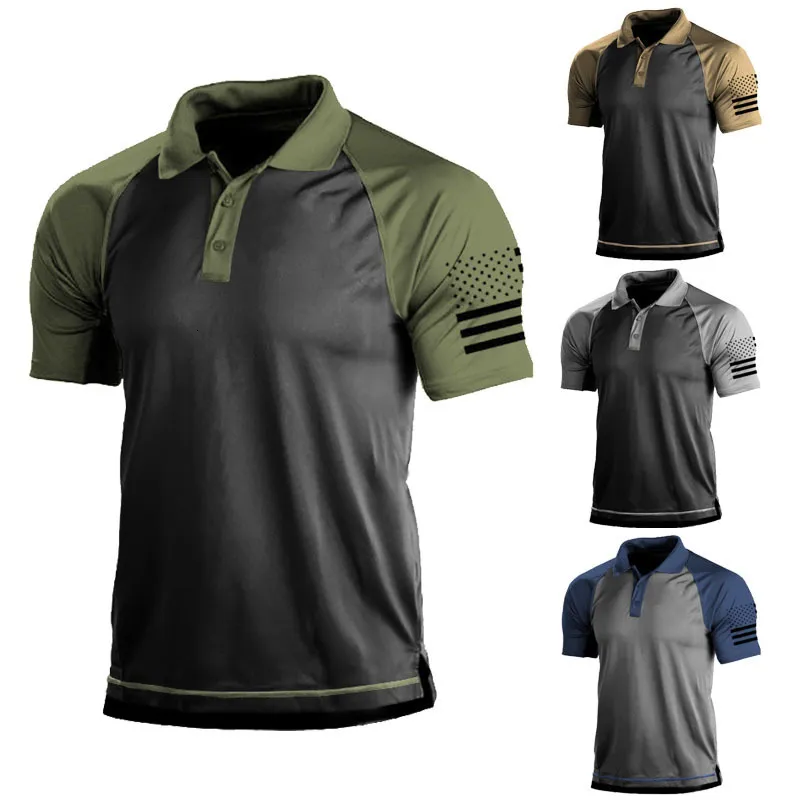 Мужская полоса военная тактическая футболка футболки США армия с коротким рукавом топы одежды Творки Летние открытые футболки 230510