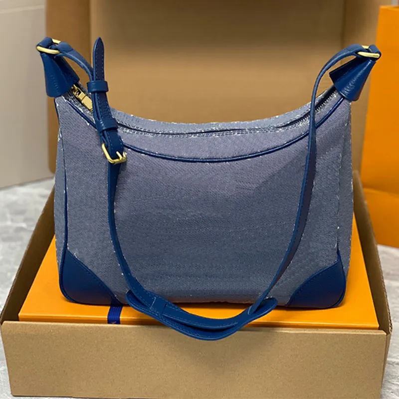 Denim Vintage Bag Designer Croissan Sacs Femme Crossbody Sacs Classics Sacs à bandoulière Sacs à main Crescent Armpit Bags Purse Top Quality Real Leather Strap Réglable