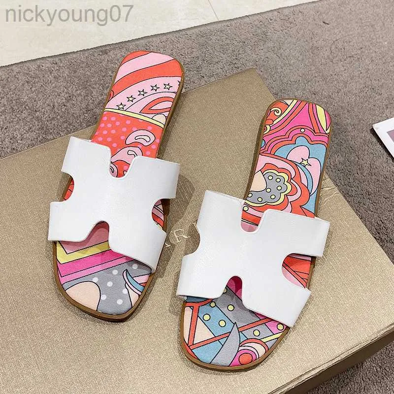 Slippers Women's Slippers 2023 Summer Casual and Comfortable Outdoor Women's Shoes Flat Bottomed Flat Heeled Slippers Large Size Shoes Y23