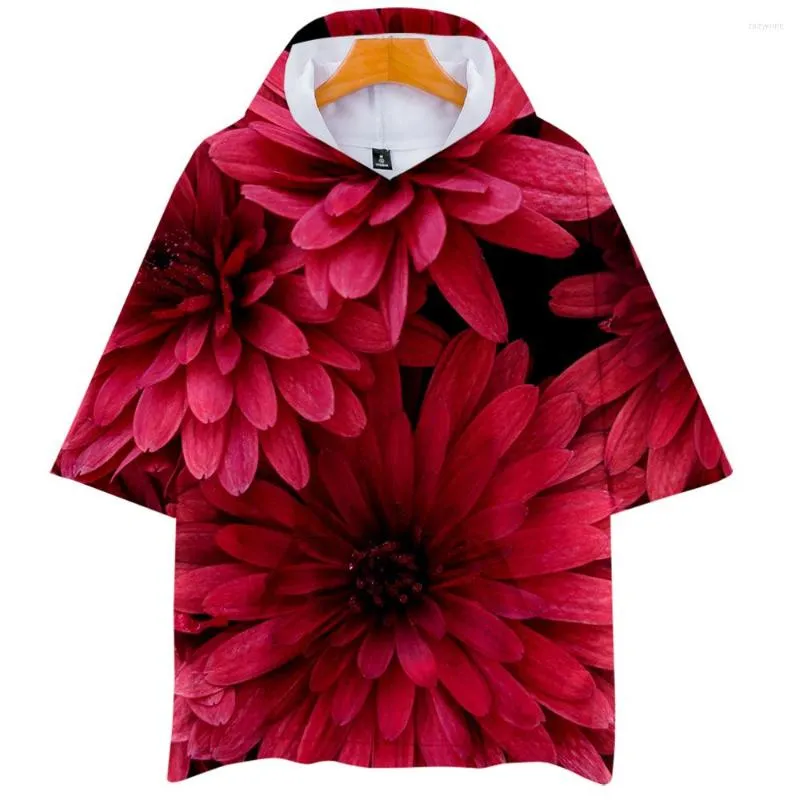 Men's T Shirts 2023 3D Casual T-shirt Harajuku Streetwear Colorful Flower Clothes Men And Women Hoodies Hip Hop Print Round Sleeve Half