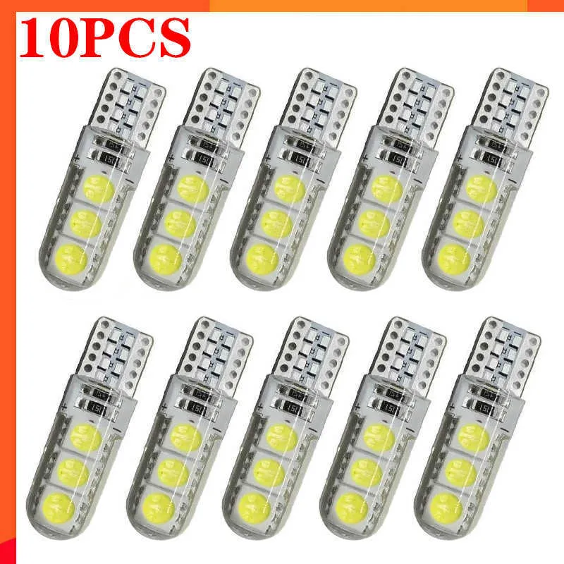 New Silicone W5W LED LED 5W5 12V 7000K 6 SMD T10 LED CAR Interior Dome Reading Light Auto Wedge Side LICENT