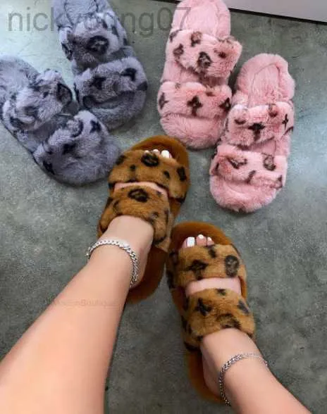 Slippers Warm Woman Shoes 2021 Fashion spring Slippers Faux Fur Women Slippers Slip on Flip Flops Fur Slippers Female Slides Size 43 Y23