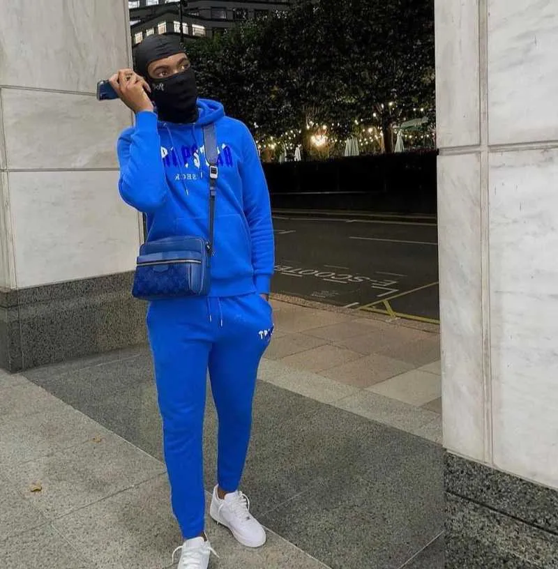 Vêtements de créateurs Sweats pour hommes Survêtements Sweats à capuche Trapstar Blanc Bleu Serviette Brodée Drillukdrip Rap Sports Set Hommes Femmes Pull Lâche Pull Veste