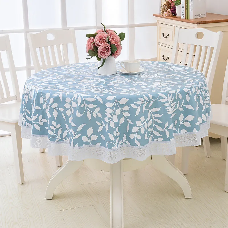 Table Cloth Flower Style Round Pastoral PVC Plastic Kitchen cloth Oilproof Decorative Elegant Waterproof Fabric Cover 230510