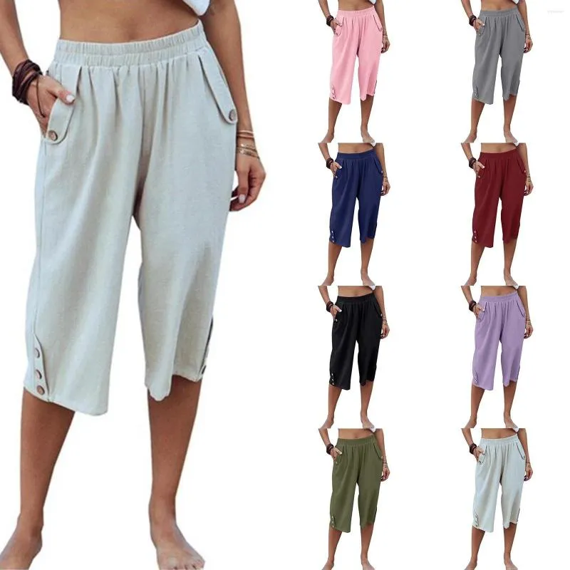 Summer Sweatpants For Women: Solid Color Capri Terry Cropped Trouser With  Elastic Waist Pockets And Wide Leg From Onlywear, $21.07