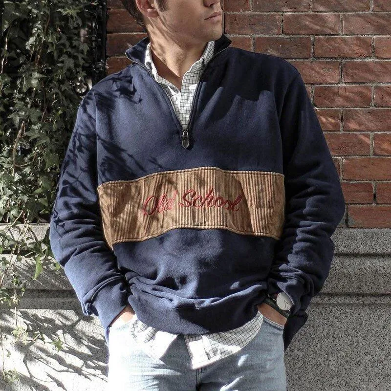 Felpe con cappuccio da uomo Felpe con colletto alla coreana Vintage Top con cerniera per uomo 2023 Autunno Inverno Casual Felpa allentata a maniche lunghe Moda uomo Pat