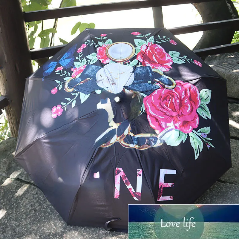 Flores em correntes Vinil Sun Proteção Proteção UV guarda -sol do sol automático Sun Umbrella