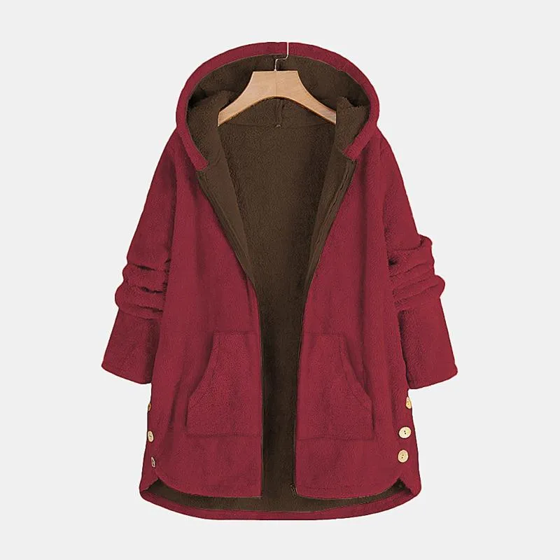 Damesjassen verdikt overjas vaste kleur warme trendy winter fleece gevoerde hoodie sweatshirt uit het dollar halverwege rits
