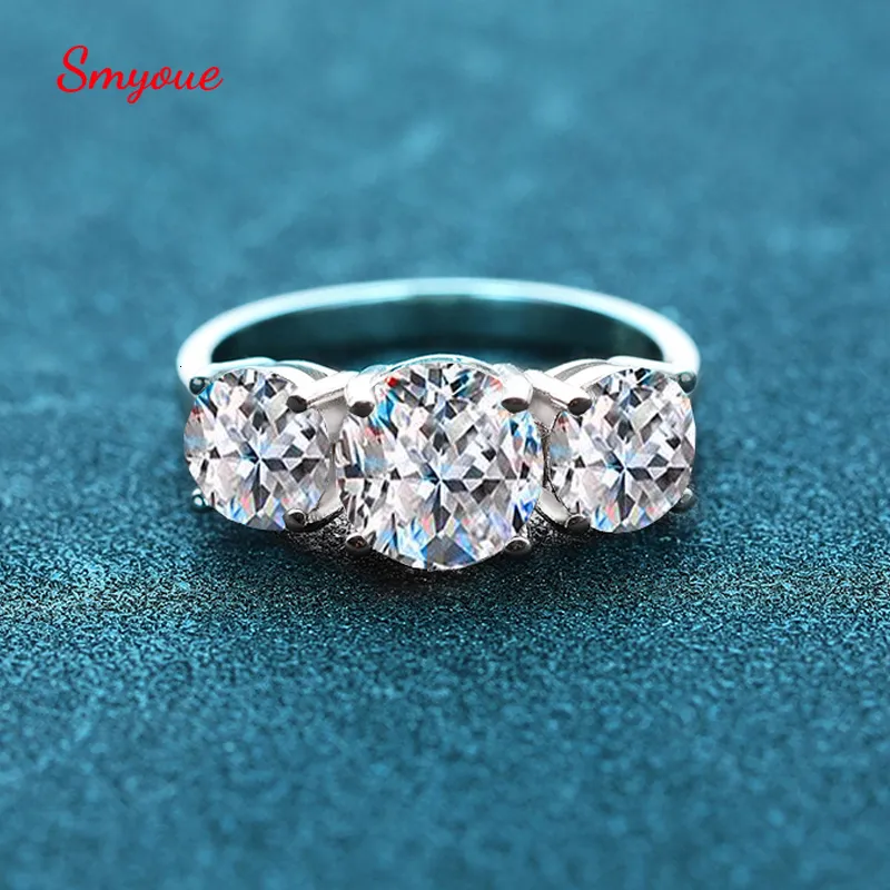 Solitaire yüzüğü smyoue beyaz altın 42ct Yüzük Kadınlar için Köpüklü Laboratuar Grown Diamond Aly Band S925 Katı Gümüş Takı Toptan 230509