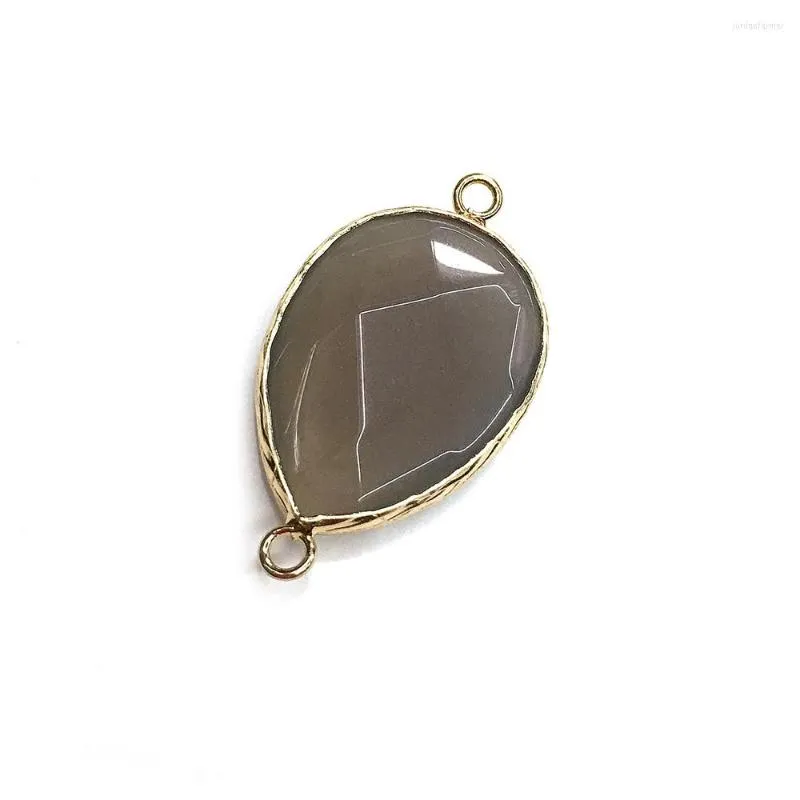 Pendant Necklaces Natural Stone Gemstone Drop-shaped Faceted Gray Agate Connector Handmade Crafts Necklace Bracelet Accessory For Woman