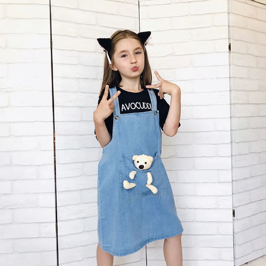 VFOCHI Girls Pink Denim Suspender Dungaree Skirt With Teddy Bear Summer  Childrens Clothing For Girls, 2 10Y 230510 From Cong06, $12.81