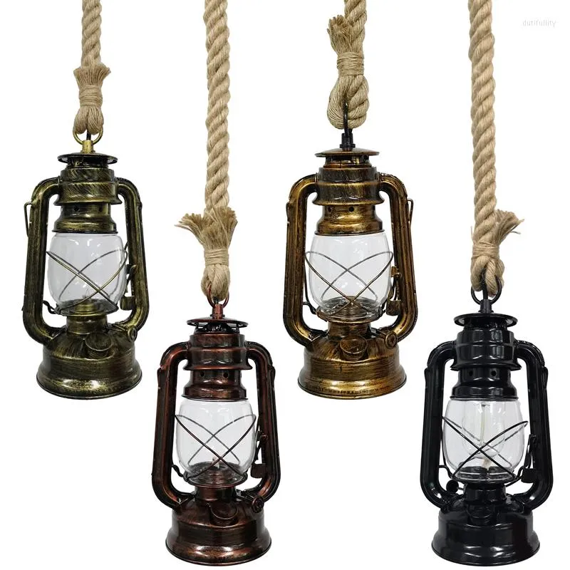 Hanglampen vintage lichten hangen lamp e27 touw lantaarn kerosine retro hangende industrieel indoor woning decor