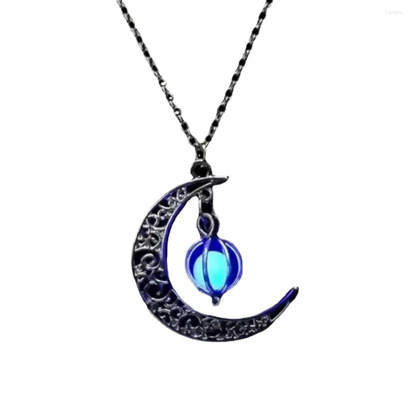 Chaînes Glowing Moon Collier Citrouille Pendentif Glow In The Dark Night Charme Lumineux Pour Halloween Noël P