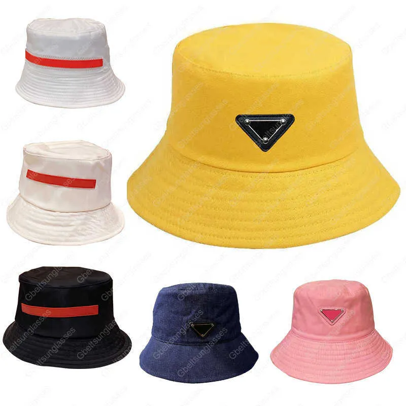 20 Colors Designer Bucket Hat Fashion Fisherman Cap Limited Sun Hat for Woman Man Summer Autumn Knit Sunscreen Hats Triangle Brand Wide Brim Hat Soild/Denim