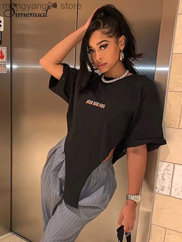 T-shirt Femme Lettre Imprimer Style Urbain Casual T-shirts Lâche Doux Streetwear À Manches Courtes Femmes Crop Top Mode Streetwear Tees Hot T230510