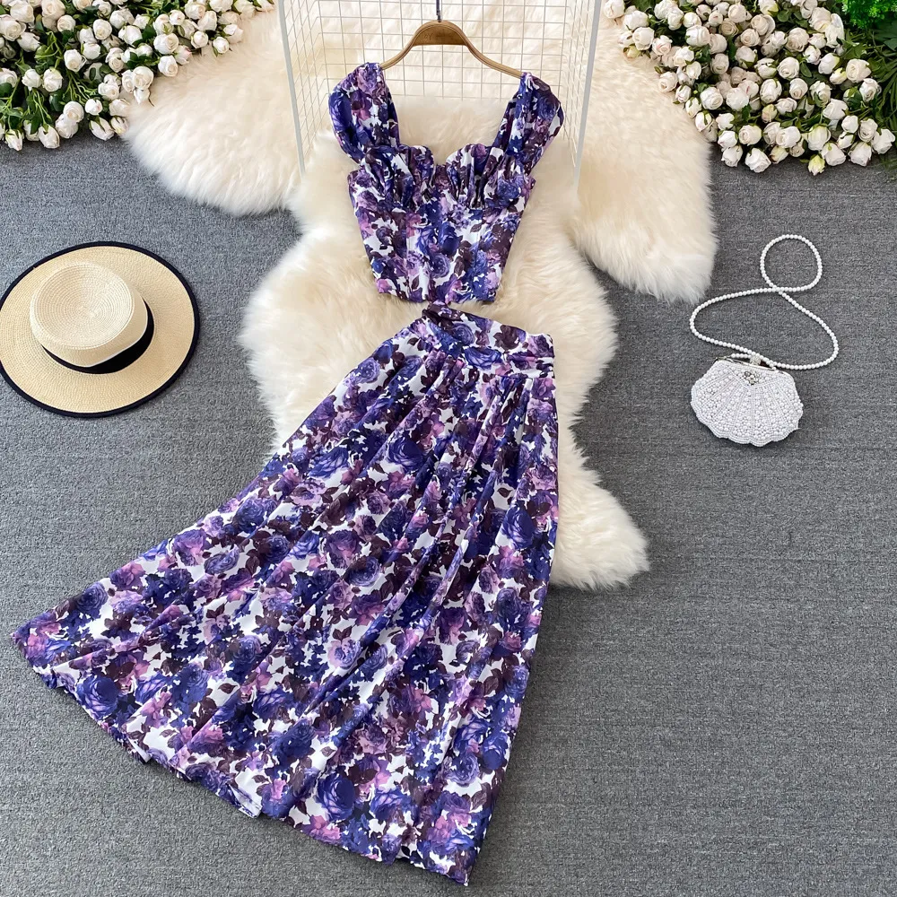 Two piece floral outfit hot sale
