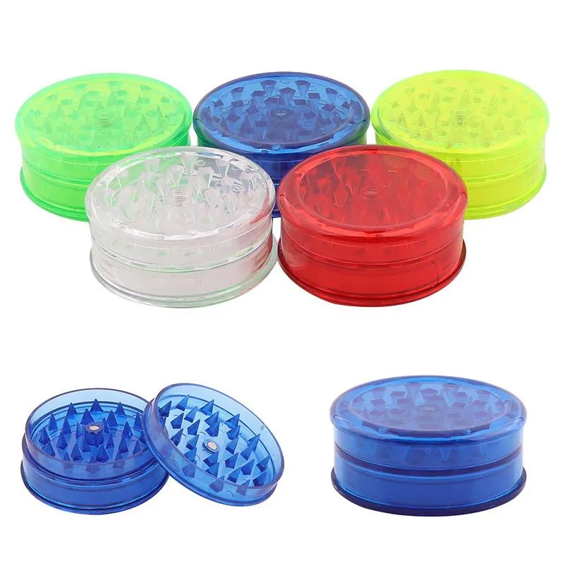 Smoking Pipes Three layer plastic cigarette grinder 60mm manual acrylic grinder