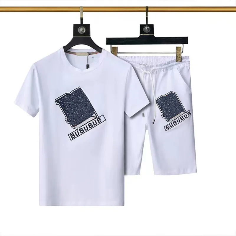 Erkekler Tişört Tasarımcı Şort Erkekler Set Kısa Kollu Şort 2 Parça Mektup Baskı Saf Pamuk Tişörtleri Bağlantı Yaz Plajı Pantolonları Günlük Kısa Beyaz Tshirt
