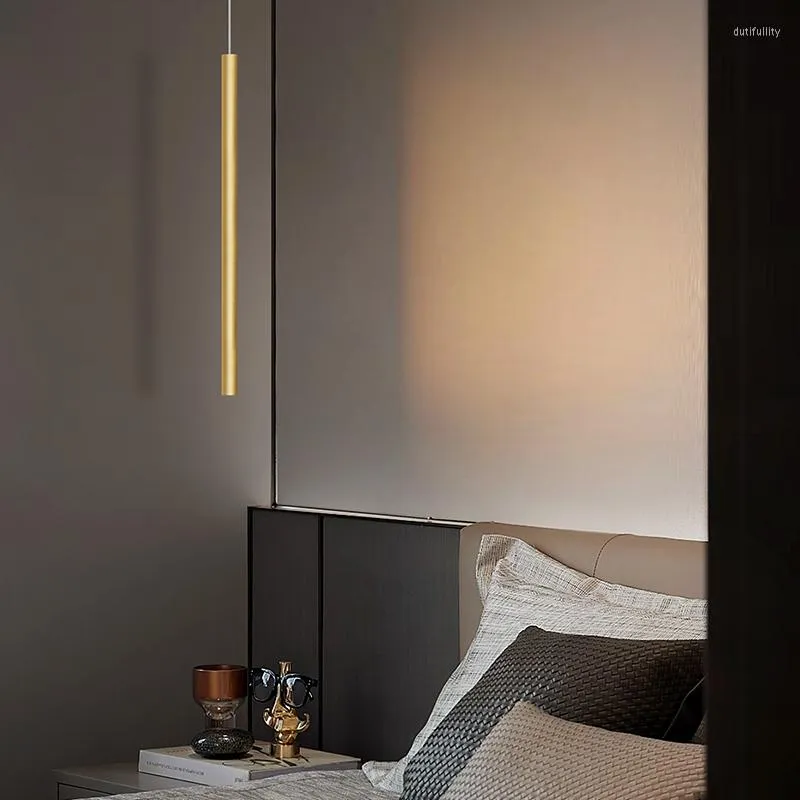 Hanglampen modern licht Noords 1 koppen koper materiaal cilindrisch slaapkamer bedlamp voor restaurant bar home decoratie