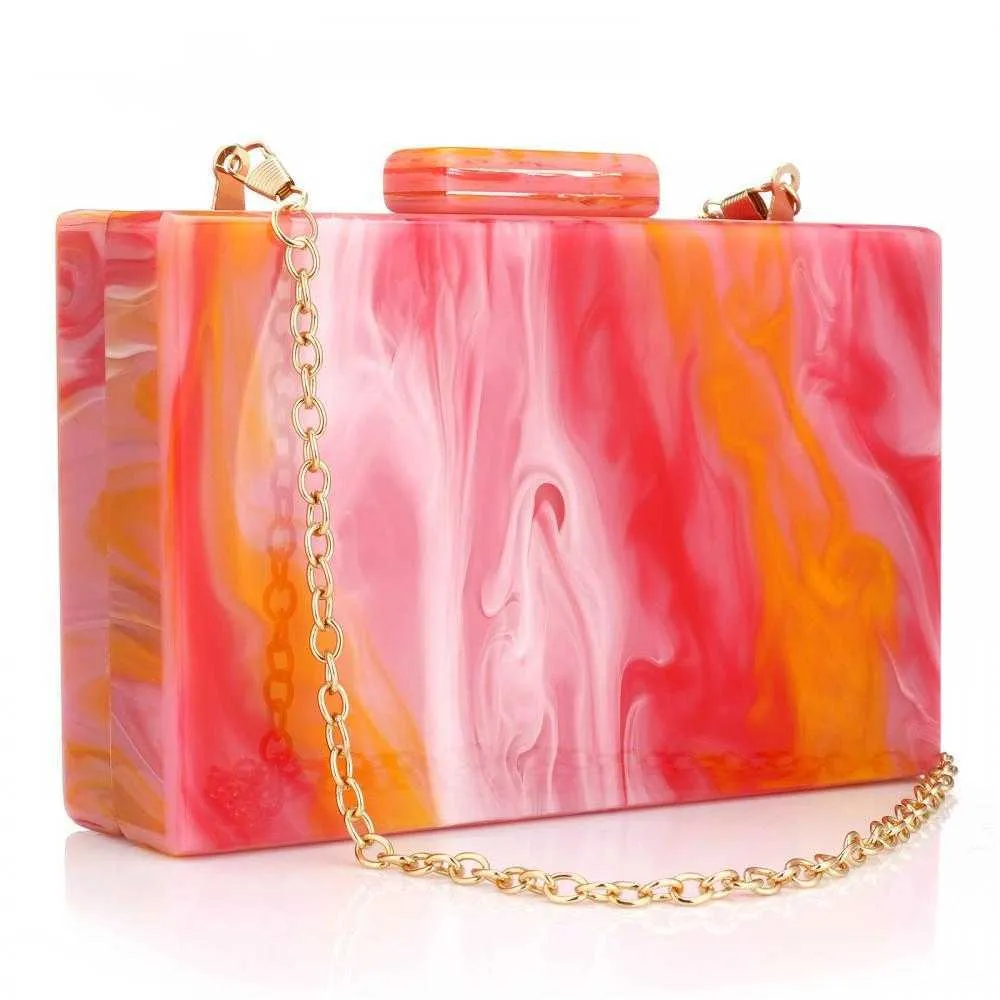 Evening Bags Clutch Bag Women Box Designer Luxury Purses and Handbags Mixed Colors Party Shoulder Marble Clutches 230427