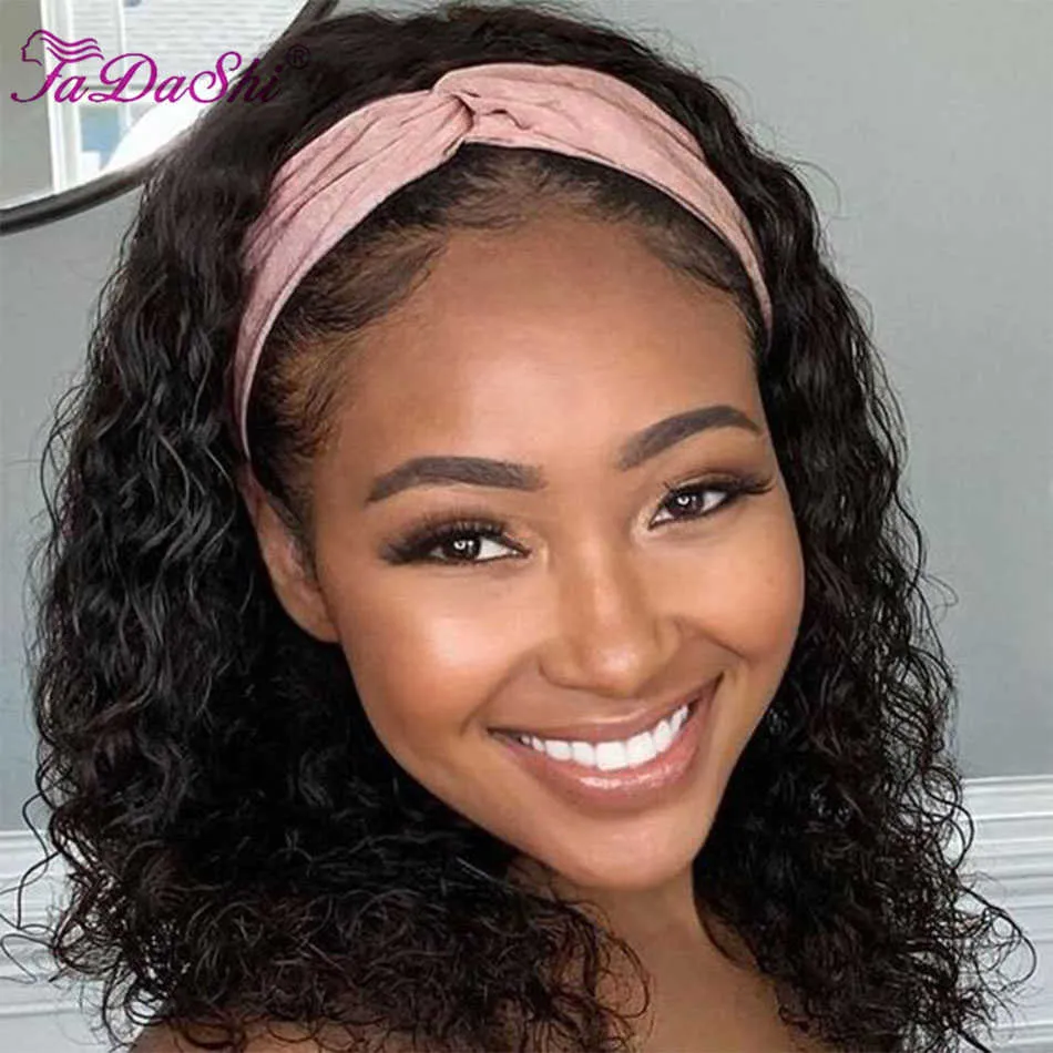 Hair Wigs Headbands for Women Human Headband Water Wave Glueless Full Machine Made Malaysian Deep Remy Wig Fadashi 230510