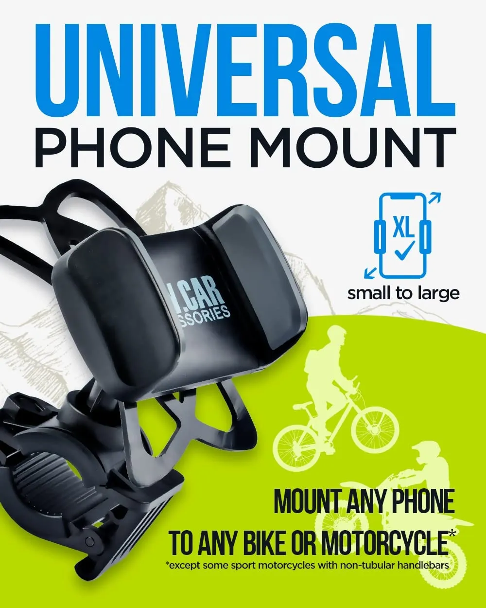 Yoke 20 Nut Cap Motorbike Mount & Strong Grip Holder for iPhone 13 Pro Max (sku 58960) main image 1