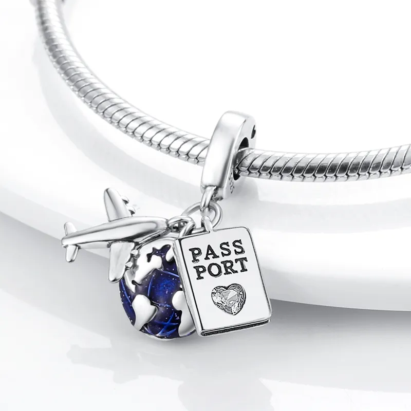 925 Silver Charm Beads Dangle Airplane Travel Graduate Charm Mum Love Angel Bead Fit Pandora Charms Bracelet DIY Jewelry Accessories