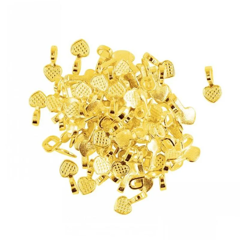 Charms 500 Pcs Brillant Or Coeur Colle Sur Bails Réglage Pour Tuile Verre Colliers Boucles D'oreilles Pendentif Bracelet Faire Diy Artisanat Drop Deliv Dhkpi